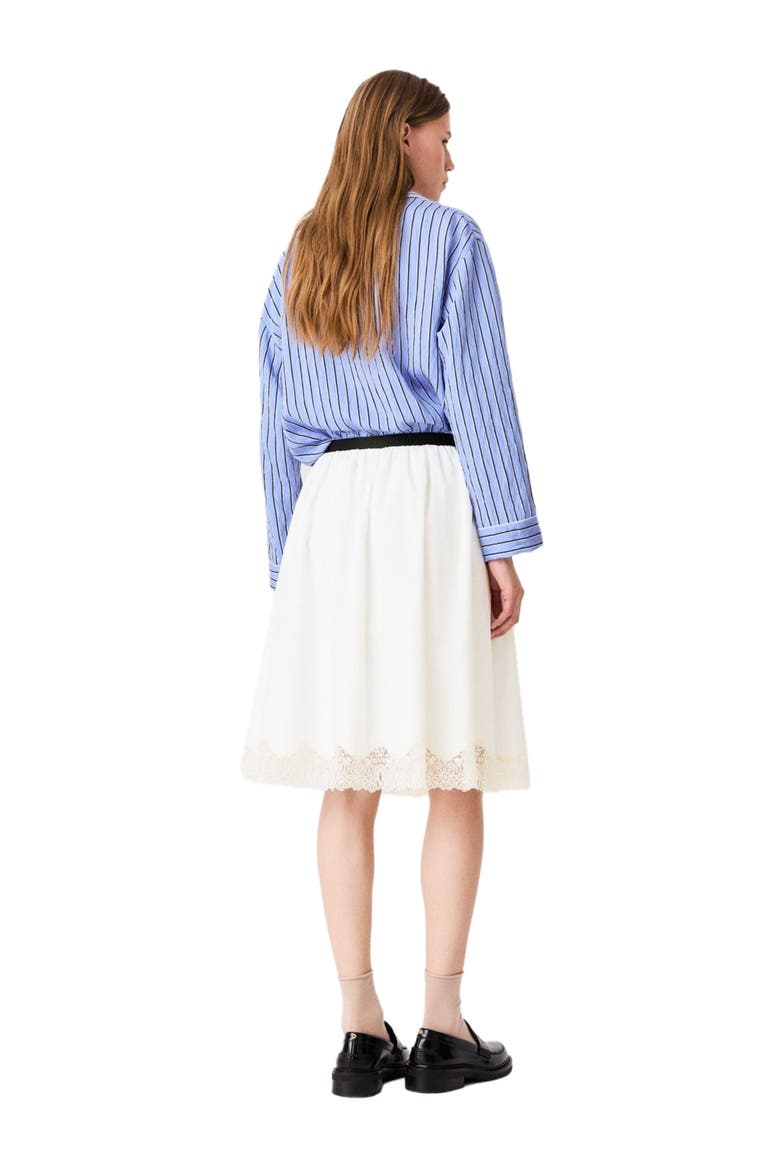 Mid-length cotton and lace skirt, Alternate, color, White