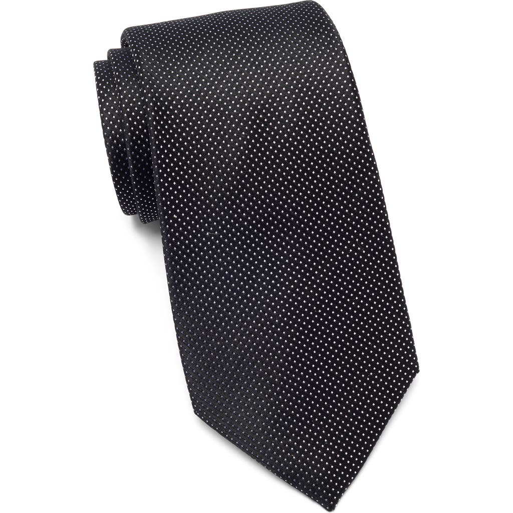 Duchamp Woven Dot Silk Tie In Black