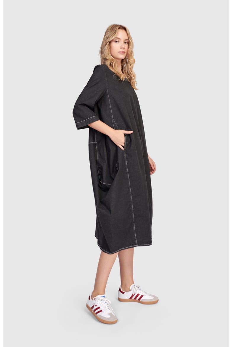 Liberty Oversized Cocoon Dress, Alternate, color, Black Denim