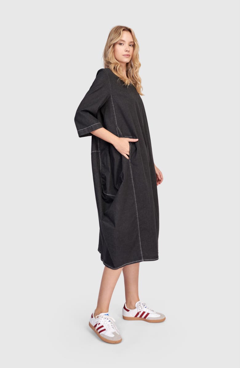 Alembika Liberty Oversized Cocoon Dress, Alternate, color, Black Denim
