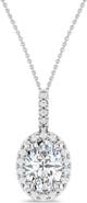 ALLUREZ Oval Lab Moissanite & Diamond Halo Pendant Necklace 14K