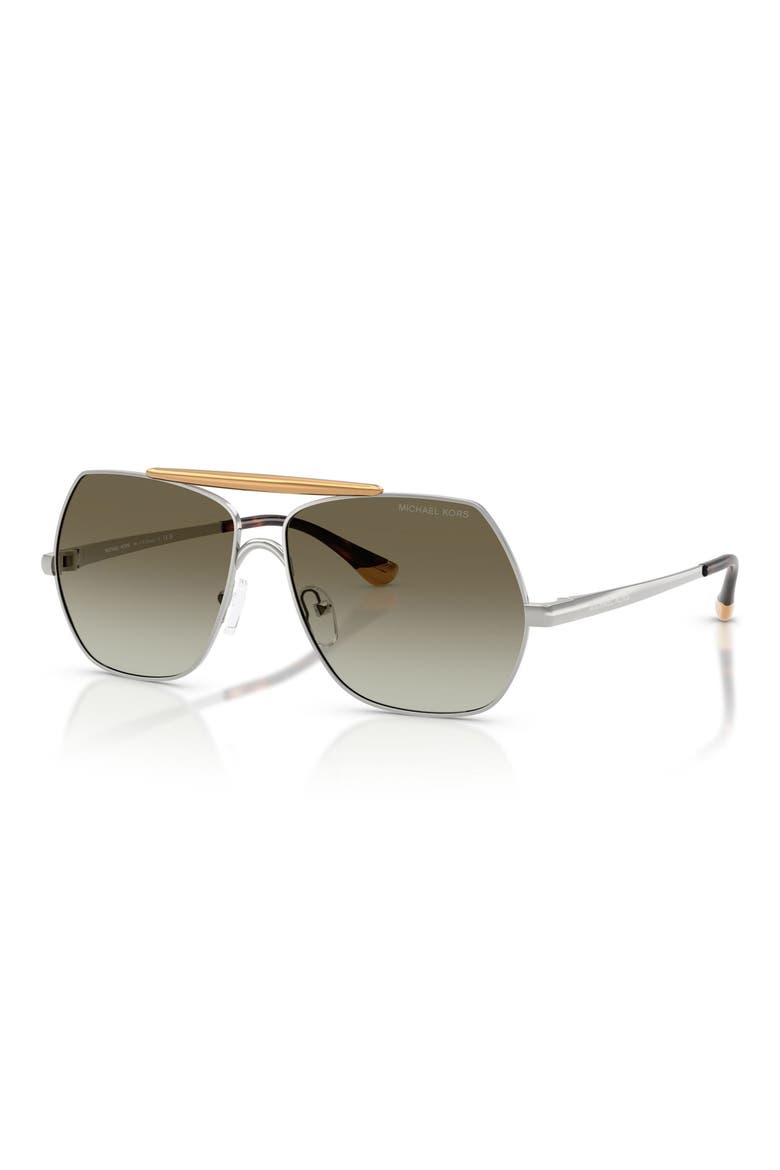 Denver 58mm Pilot Sunglasses, Alternate, color, SHINY SILVER / GREEN
