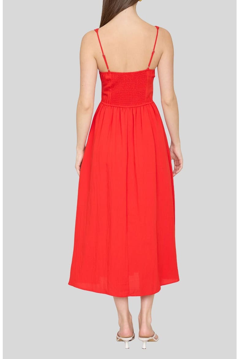 Bow Fit & Flare Midi Sundress, Alternate, color, RED