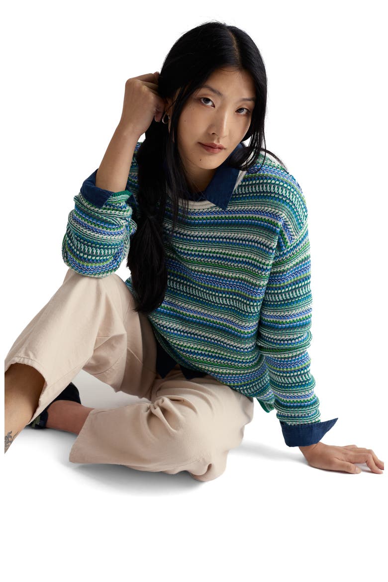 Betony Stripe Organic Cotton Sweater, Alternate, color, KNIT BRIGHT GREEN MULTI