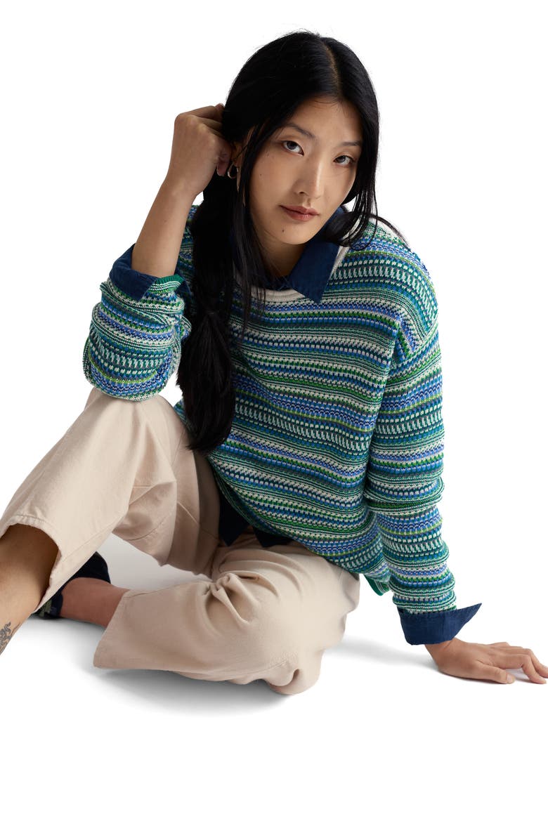 Seasalt Cornwall Betony Stripe Organic Cotton Sweater, Alternate, color, Knit Bright Green Multi
