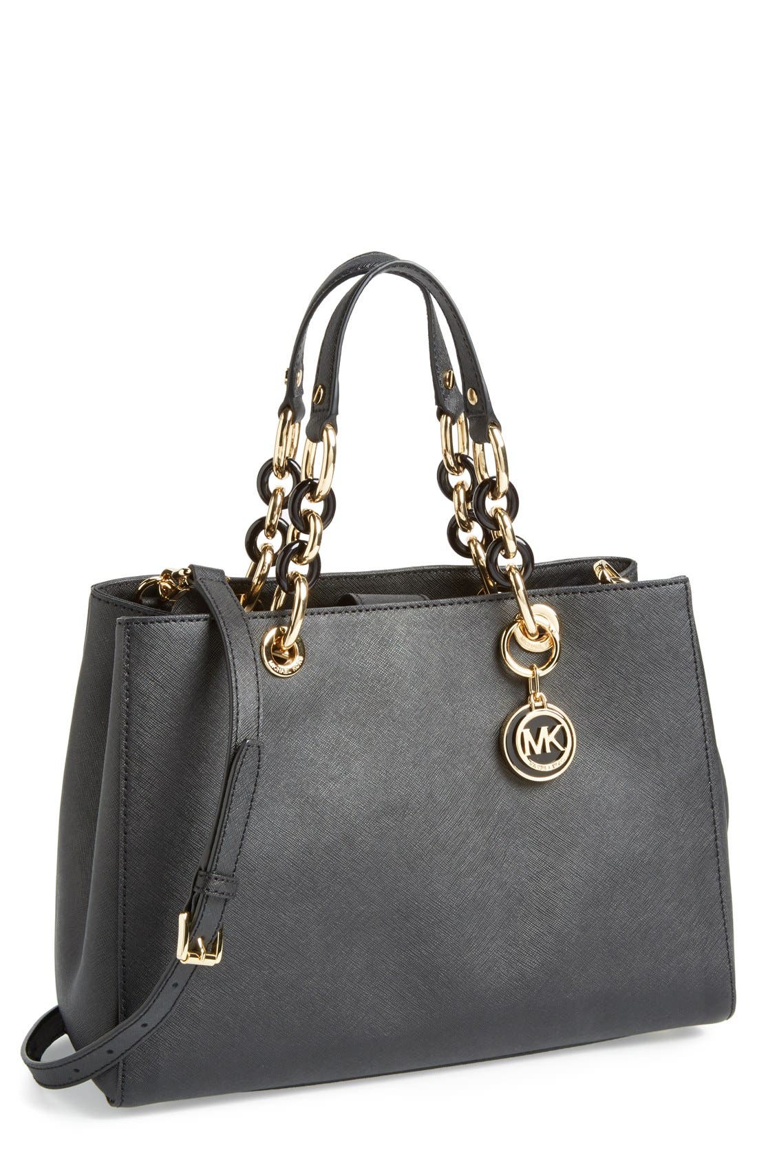 MICHAEL Michael Kors 'Cynthia' Saffiano Leather Satchel, Main, color, 
