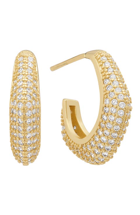 Pavé V-Shape Hoop Earrings