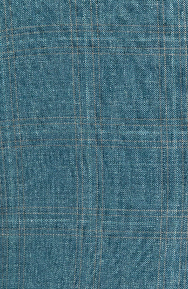 Jack Victor Midland Contemporary Fit Teal Plaid Slub Wool Blend Sport Coat, Alternate, color, Teal