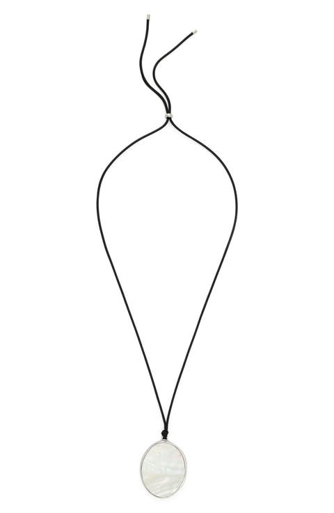 Mother of Pearl Reversible Cord Pendant Necklace