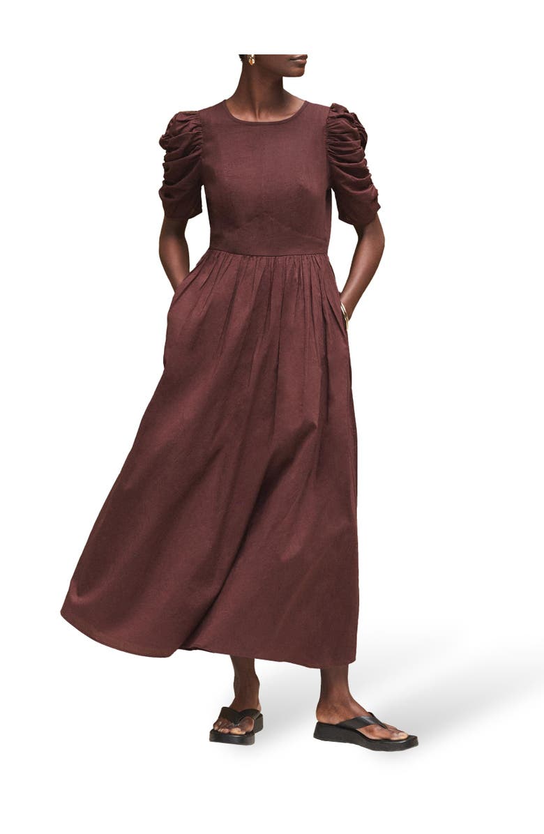 Ro&Zo Cotton Puff Sleeve Midi Dress, Alternate, color, 