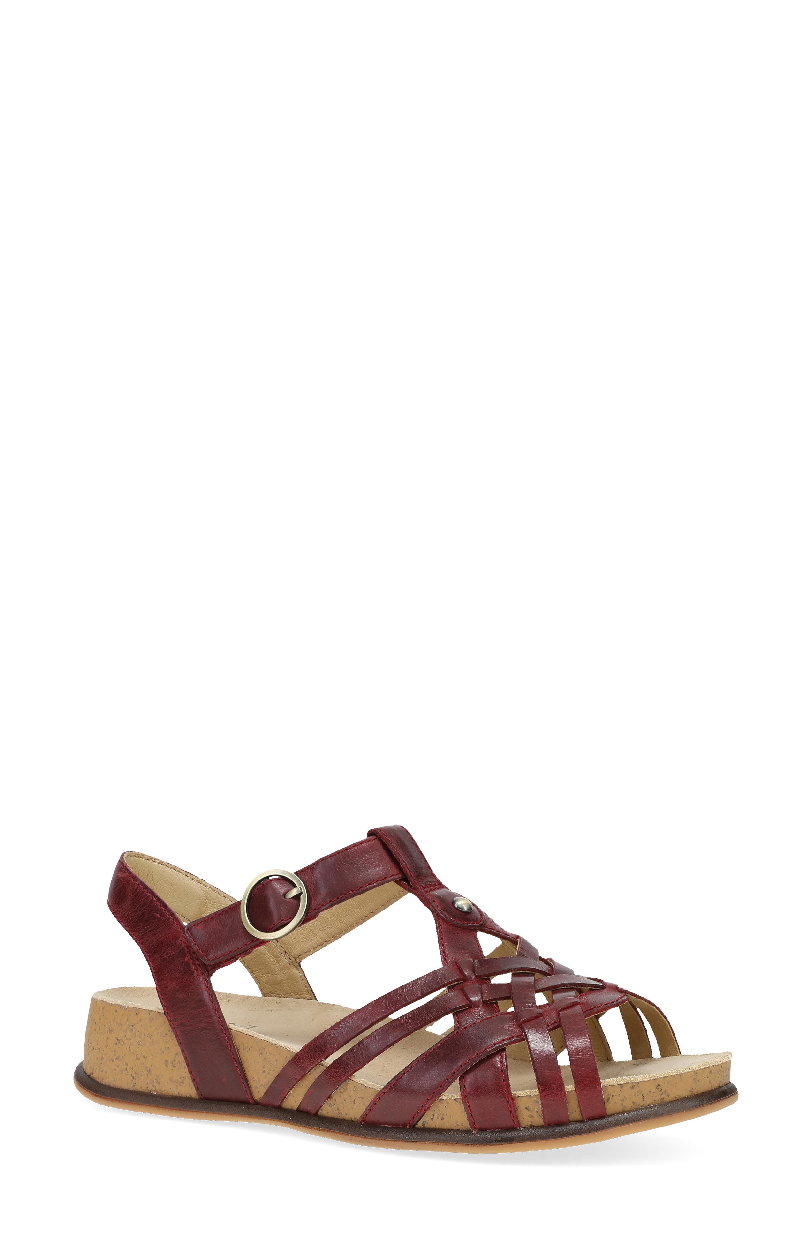 Dansko Christa Slingback Platform Wedge Sandal, Main, color, Plum