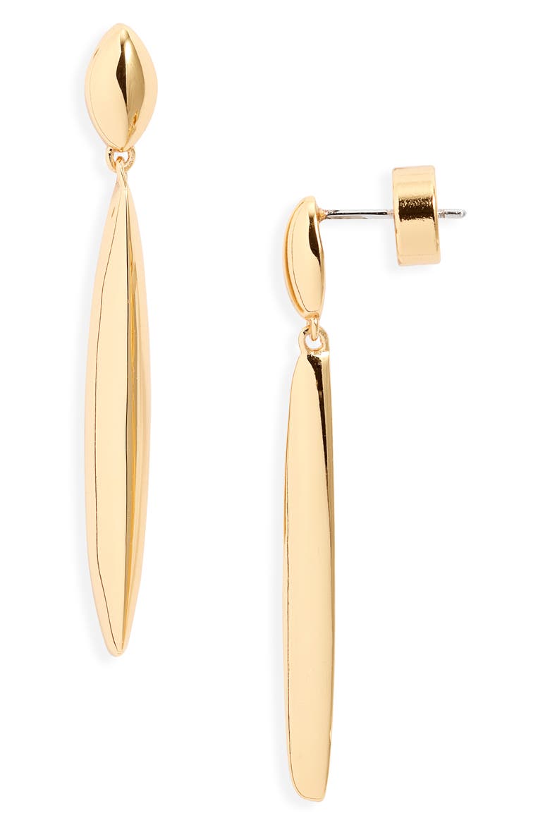 Demifine Elongated Drop Earrings, Main, color, 14K GOLD PLATED