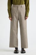 PLAN C Check Wool Straight Leg Trousers