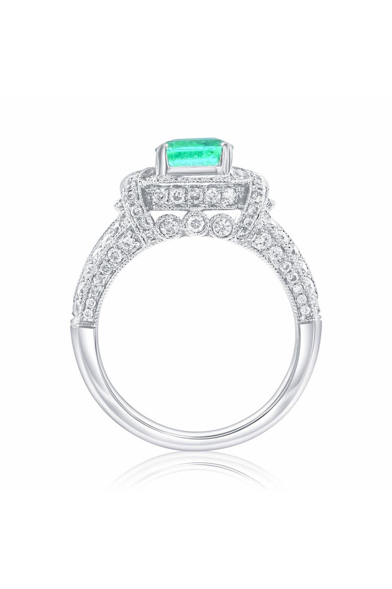 14K Gold 1.57ct Emerald & 0.91cttw Diamond Ring, Alternate, color, Green