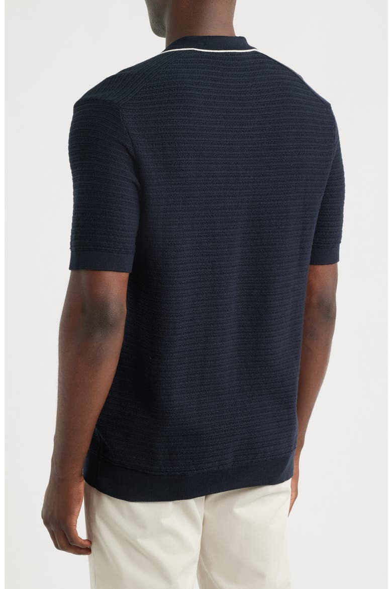 Short Sleeve Sweater Polo, Alternate, color, DARK SAPPHIRE