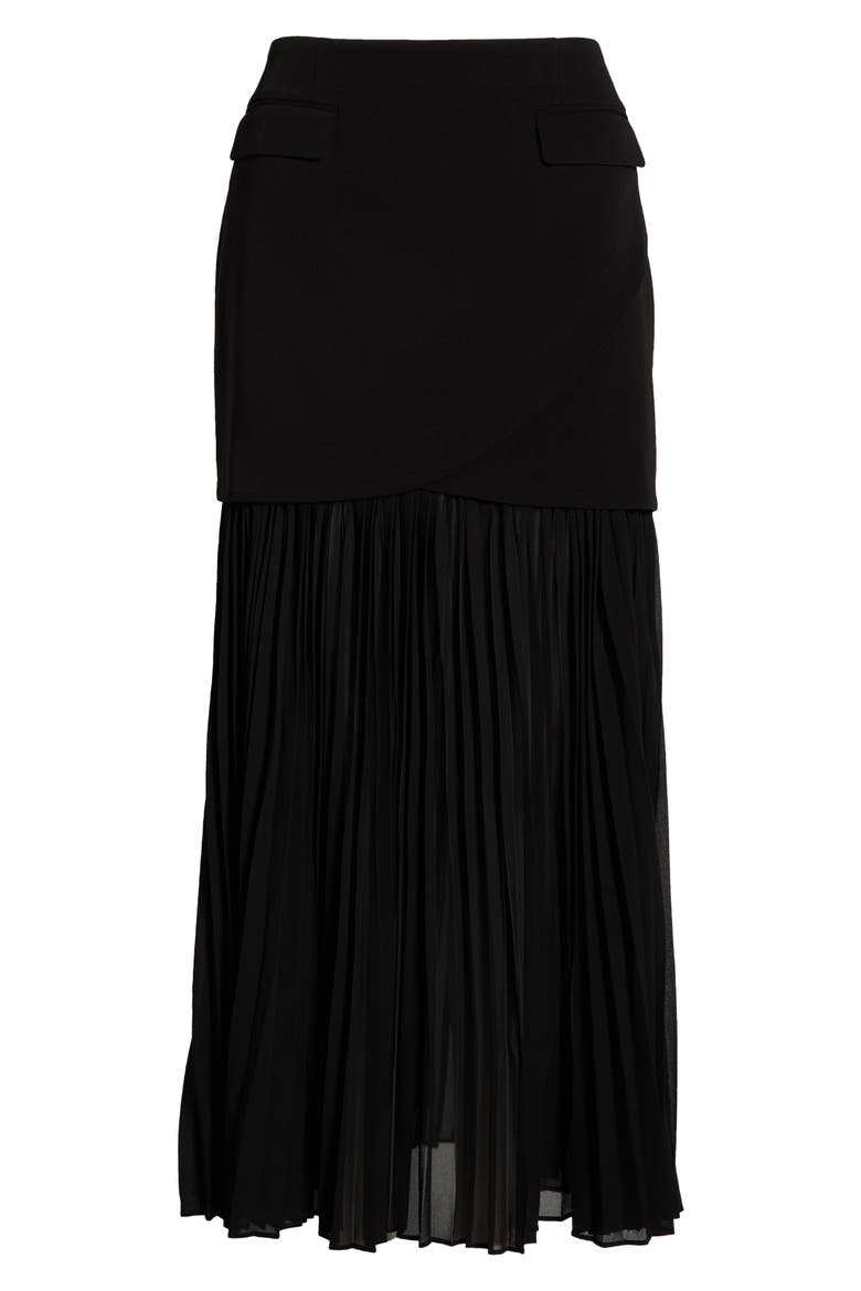 Deaile Contrast Layer Skirt, Alternate, color, BLACK