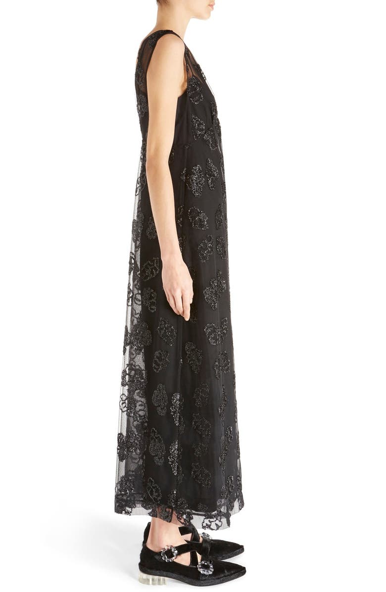 Simone Rocha Tinsel Embroidered V-Neck Maxi Dress, Alternate, color, 