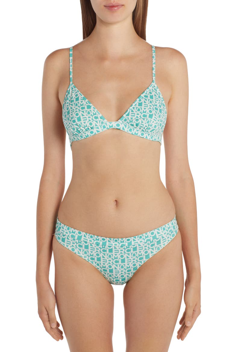 Logo Print Two-Piece Swimsuit, Main, color, GREEN MULTI