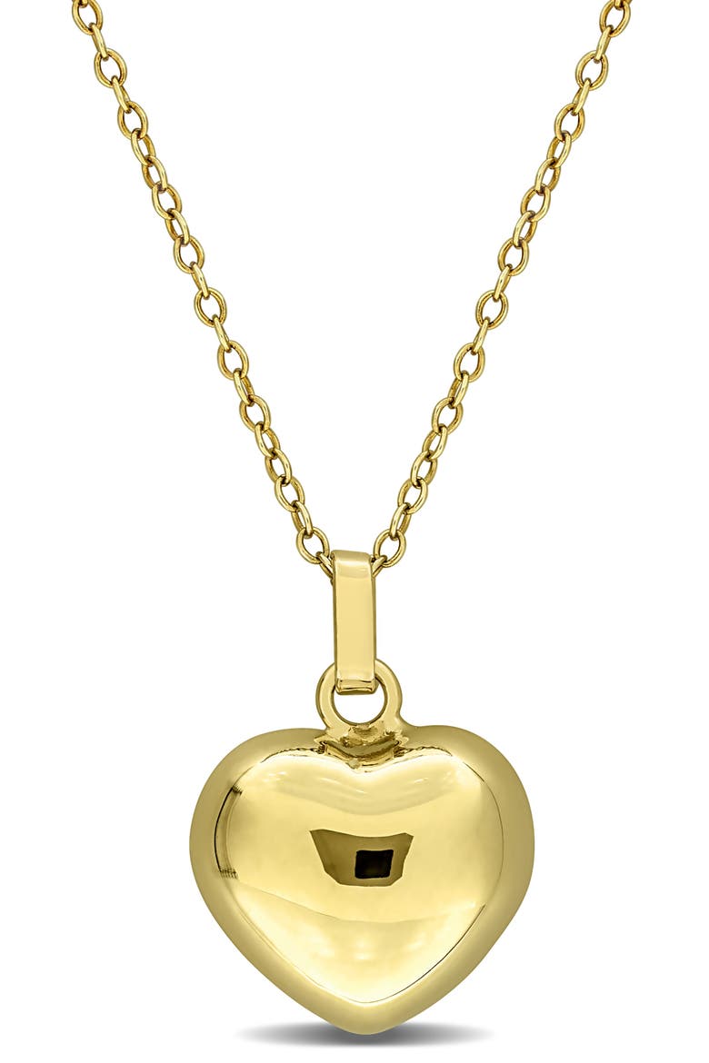 Puffed Heart Pendant Necklace, Main, color, GOLD