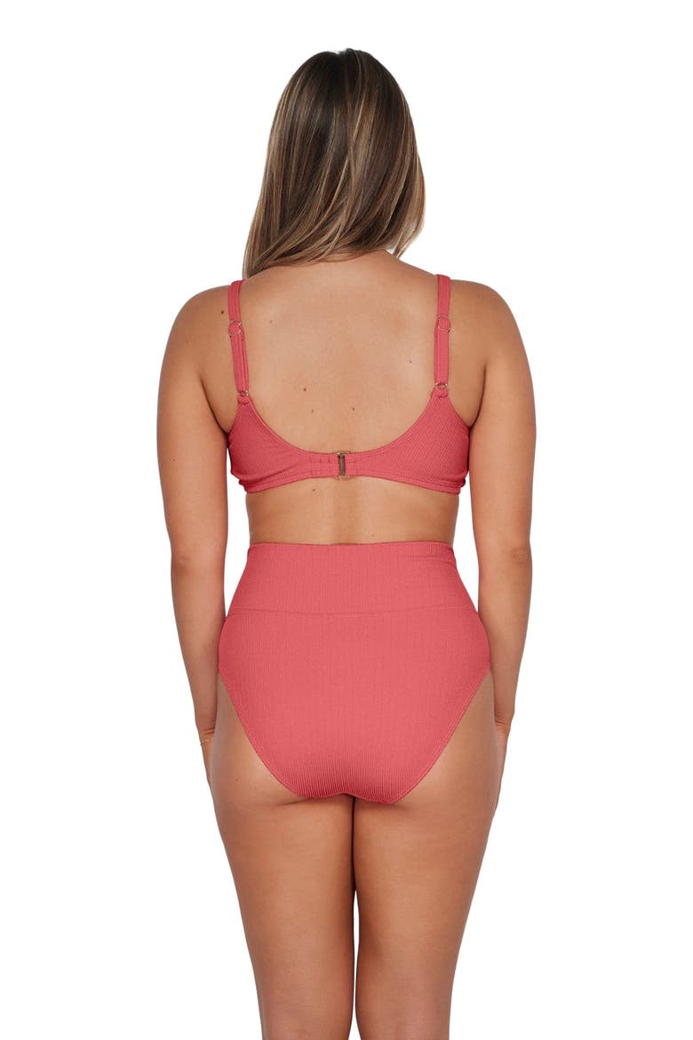 Hannah High Waist Bikini Swim Bottoms, Alternate, color, Hibiscus Tea