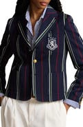 Polo Ralph Lauren Stripe Logo Patch Wool Blend Blazer
