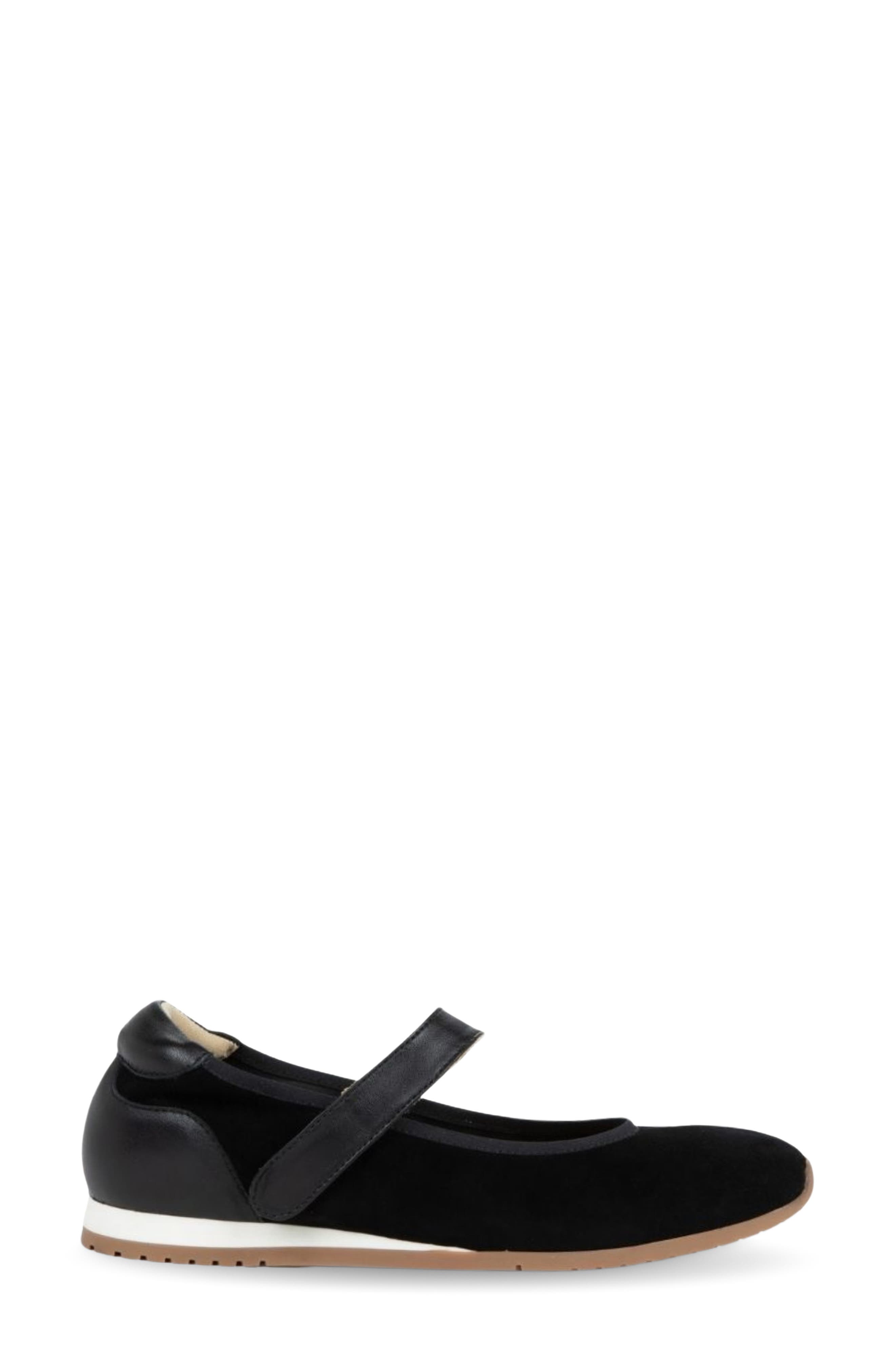 Pure Leather Mary Jane Flat, Alternate, color, BLACK SUEDE