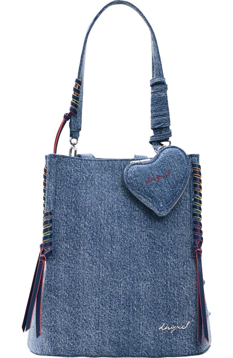 Desigual Mini Denim Backpack, Main, color, Light Blue