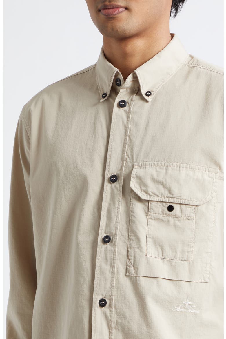 Cotton & Nylon Ripstop Button-Down Shirt, Alternate, color, DESERT