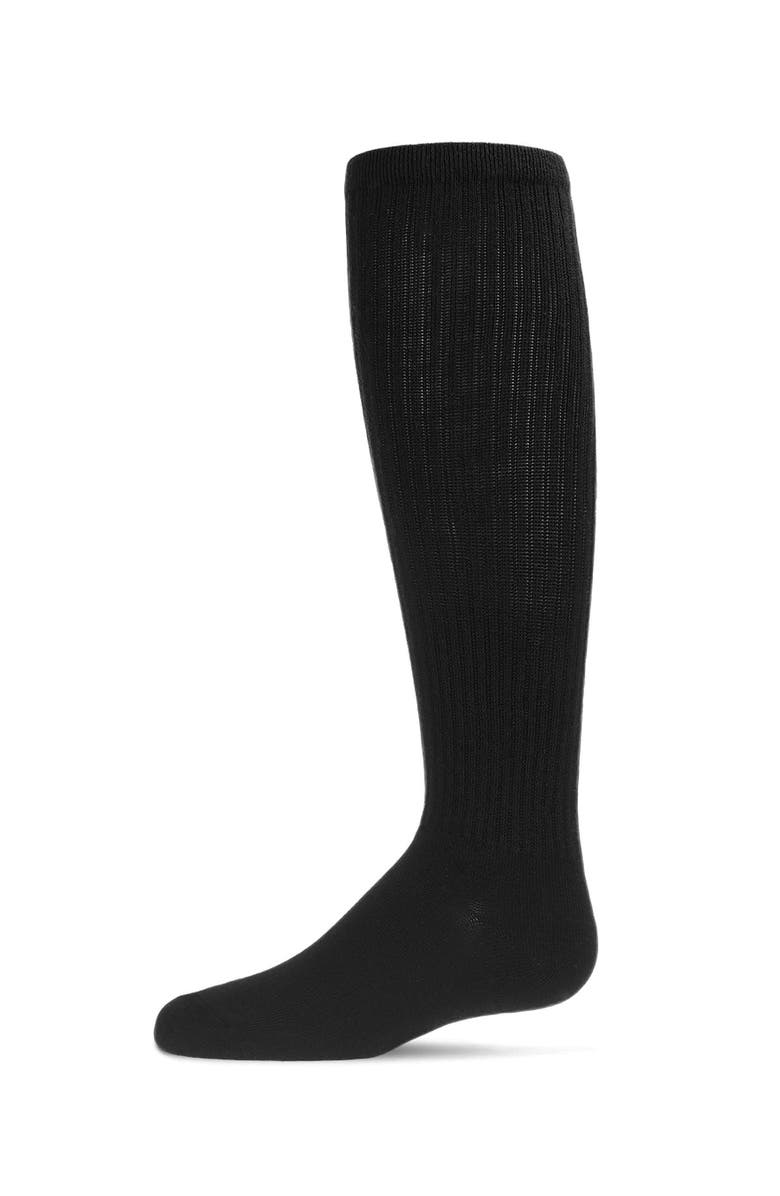 MeMoi Girl's Athletic Ribbed Knee High Sock, Main, color, Black