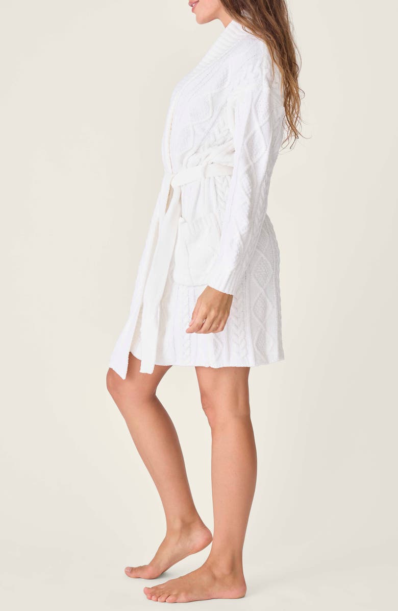 PJ Salvage Tie Waist Cable Stitch Chenille Robe, Alternate, color, Ivory