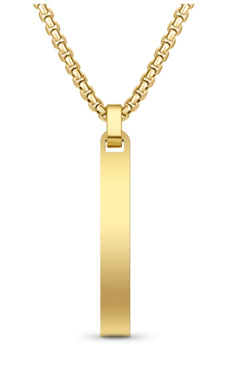 Men's Flat Vertical Bar Pendant Necklace