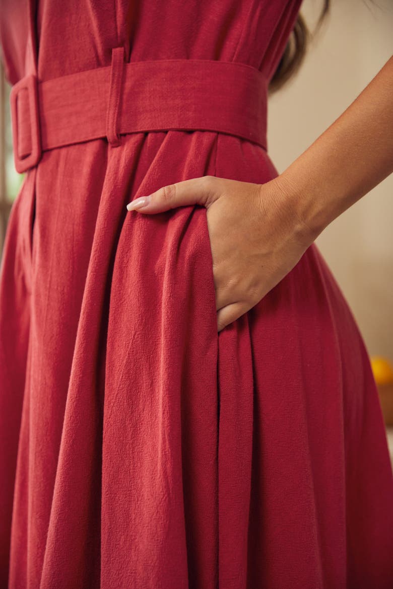 Rustic Elegance Fit & Flare Shirt Dress, Alternate, color, Vintage Red