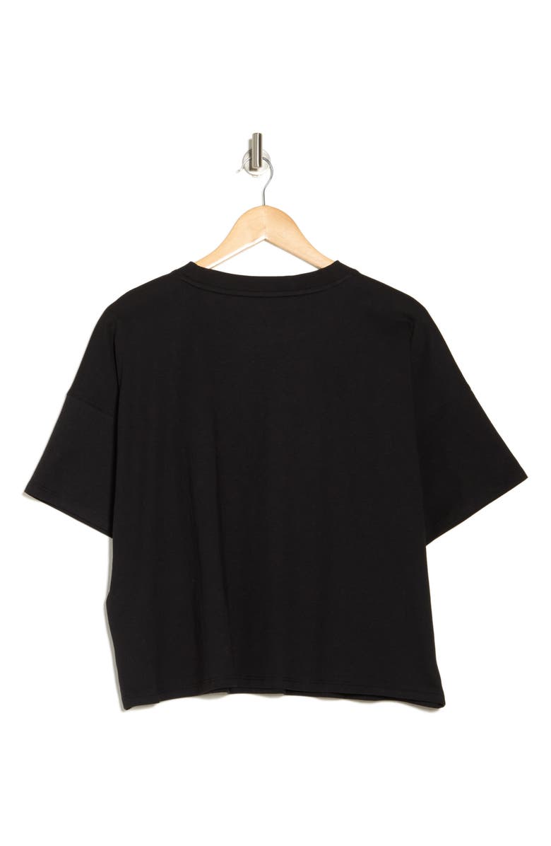 DKNY Varsity Satin Logo Boxy Crop T-Shirt, Alternate, color, 