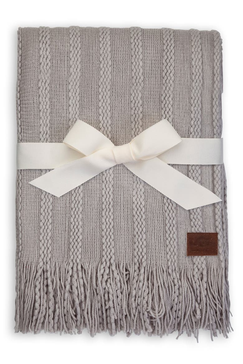 Fine Cable Knit Throw, Main, color, SEAL