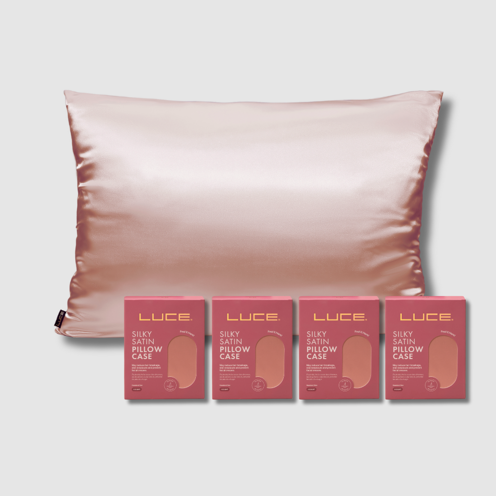 LUCE BEAUTY Silky Satin Pillowcase Bundle in Pink 