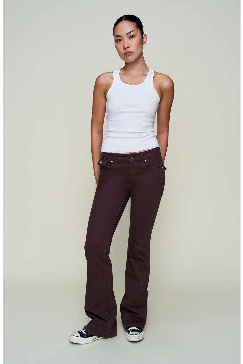 Low Rise Flare Twill Pant, Alternate, color, Chocolate