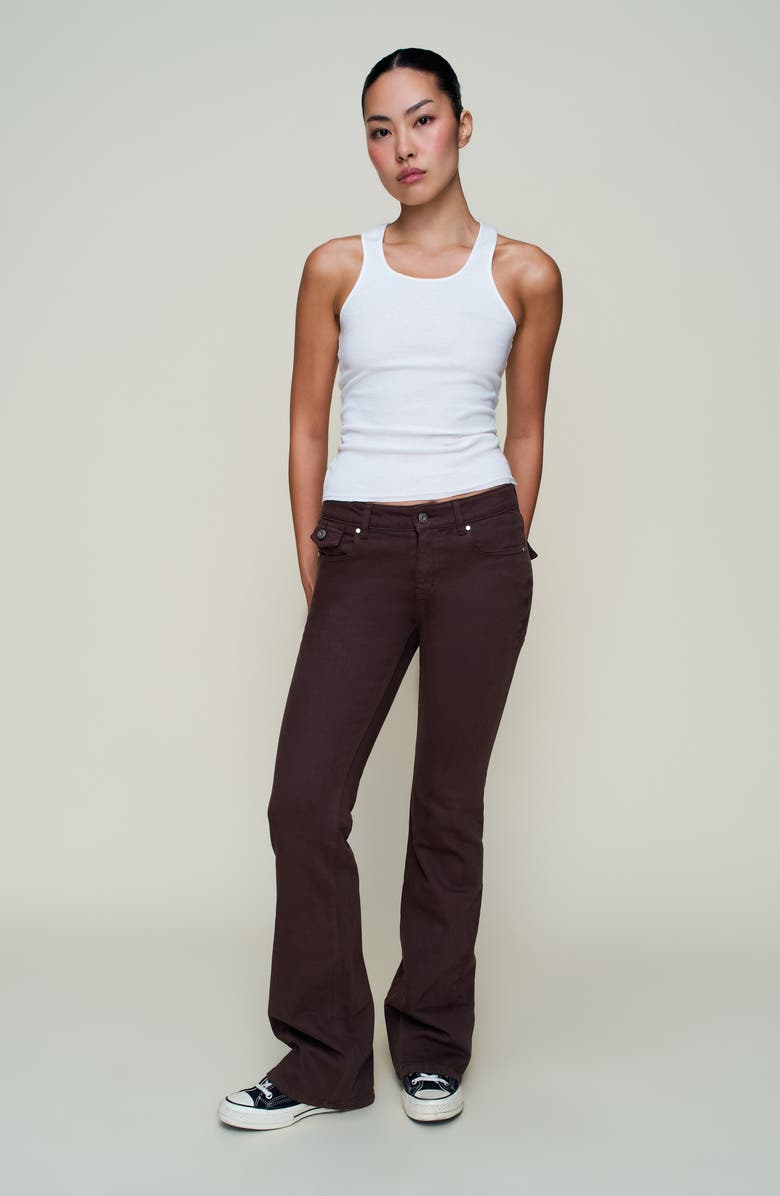 Guizio Low Rise Flare Twill Pant, Alternate, color, Chocolate