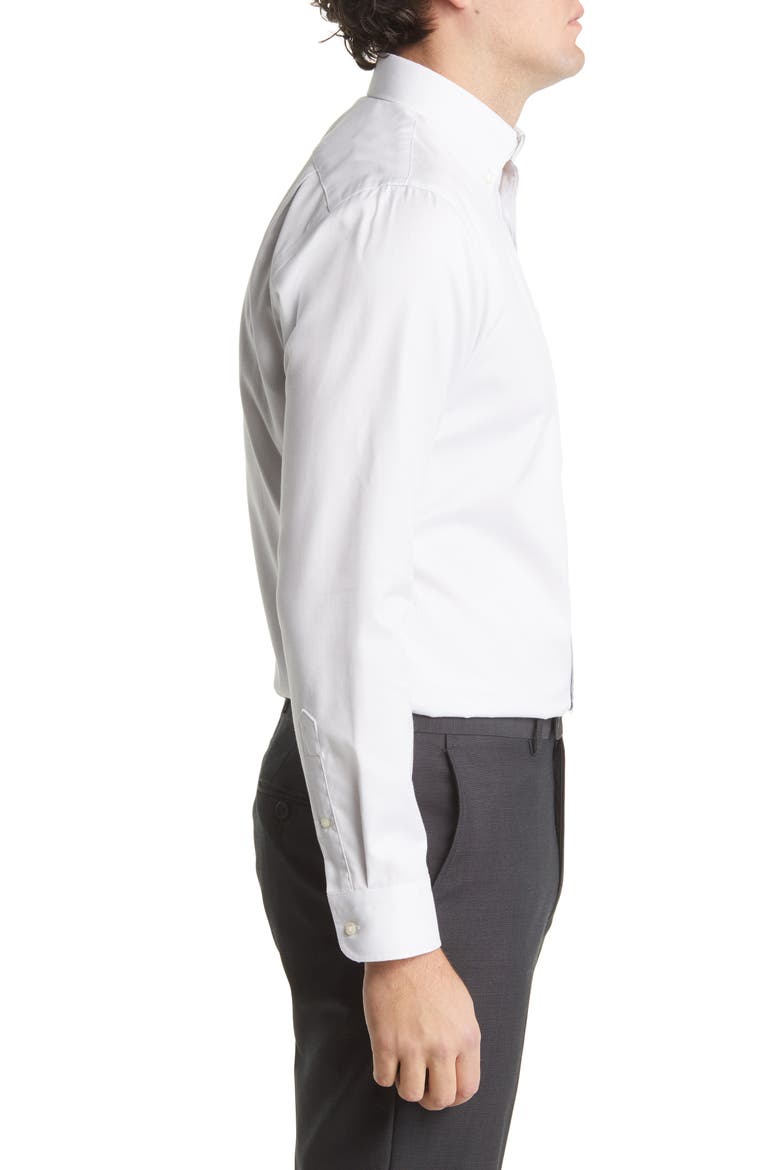 Trim Fit Non-Iron Royal Oxford Solid Button-Down Dress Shirt, Alternate, color, GREY SILK- WHITE OXFORD