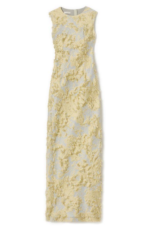 Shop Lafayette 148 New York Pastel Dust Jacquard Fringe Sheath Gown In Pencil Grey Multi