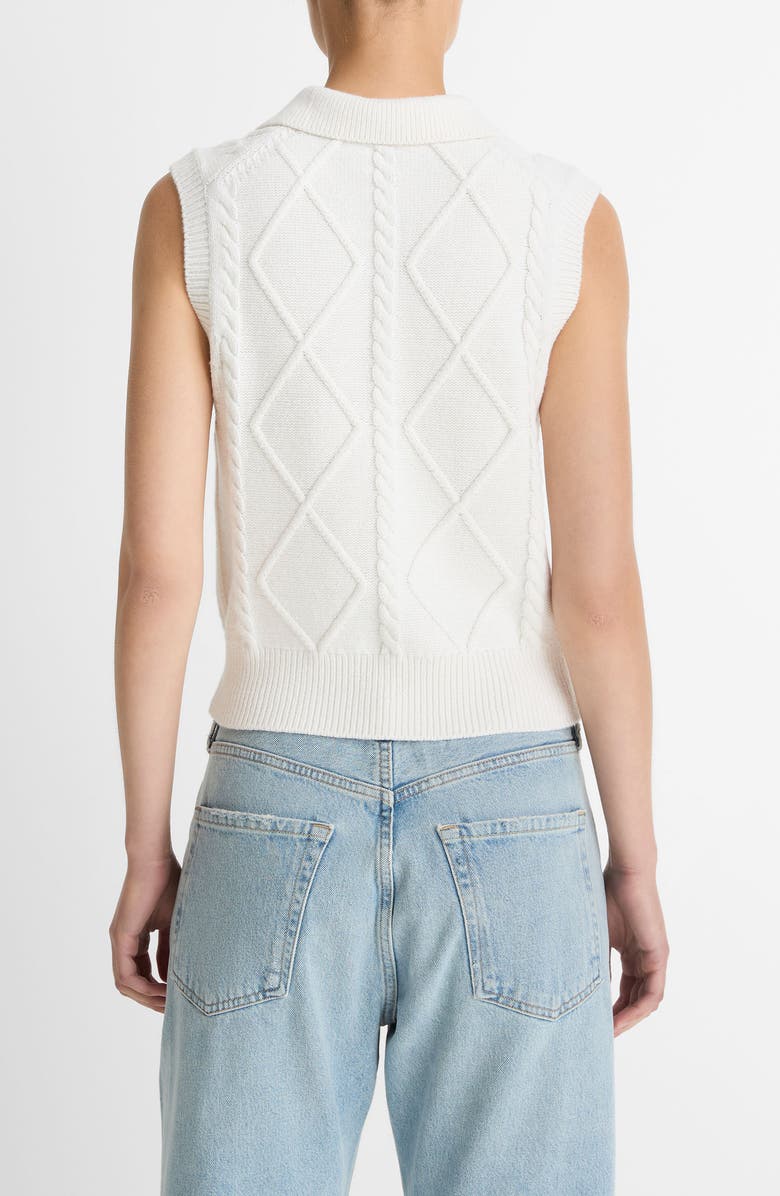 Vince Polo Cable Sweater Vest, Alternate, color, White