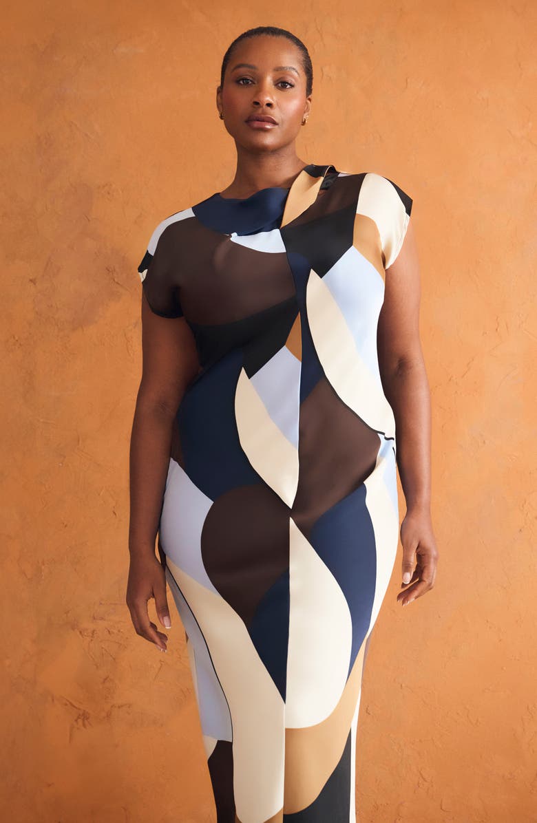 Estelle Jorja Geo Print Sleeveless Dress, Alternate, color, 