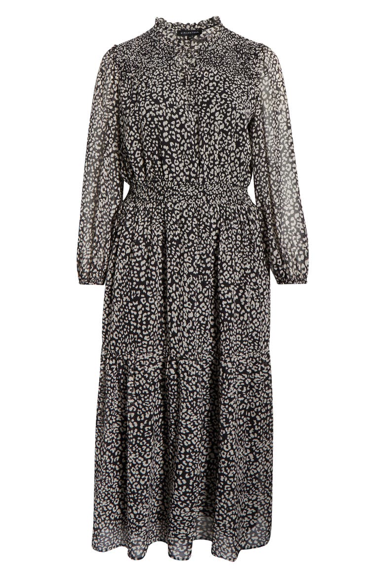 The Leyla Print Smocked Long Sleeve Maxi Dress, Alternate, color, BLACK DUNE CHEETAH
