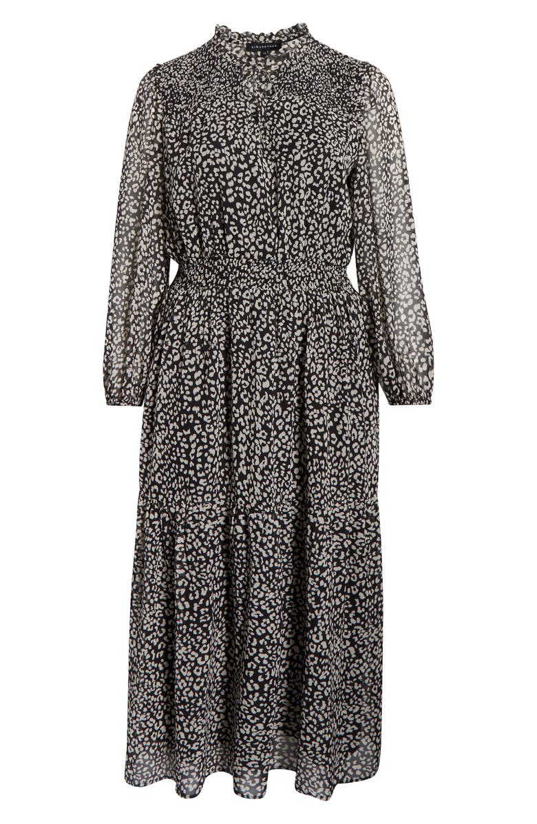 GIBSONLOOK The Leyla Print Smocked Long Sleeve Maxi Dress, Alternate, color, Black Dune Cheetah