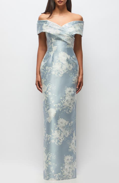 Constance Off the Shoulder Column Gown