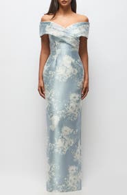 Alfred Sung Constance Off the Shoulder Column Gown