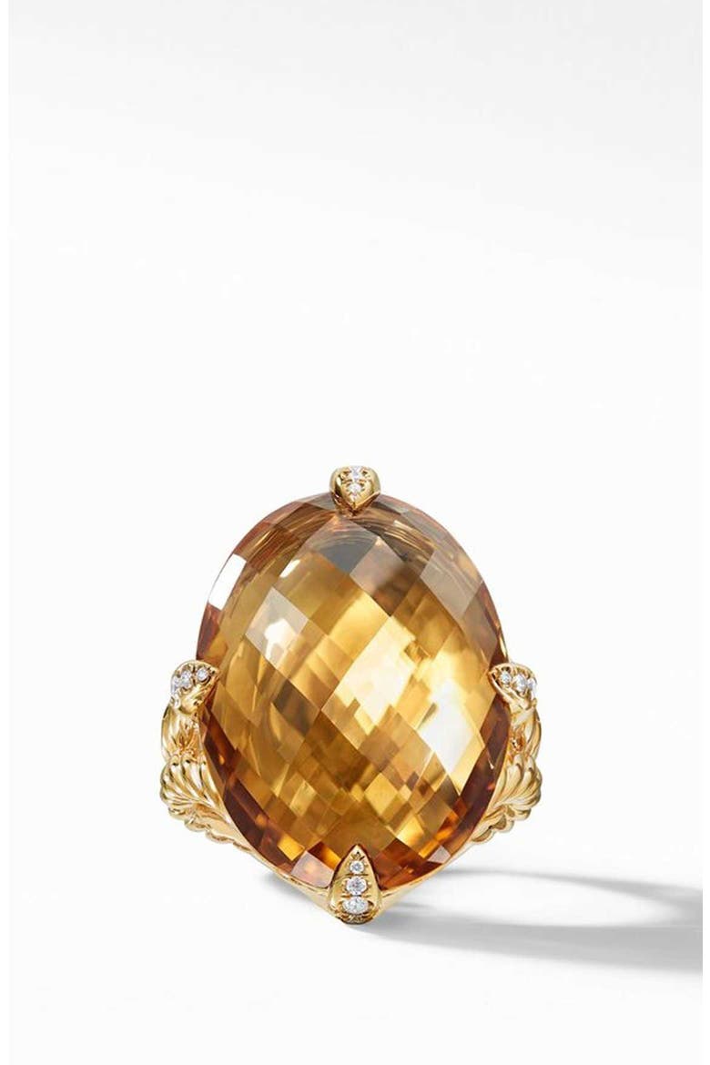 Chatelaine® 18k Gold Statement Ring with Honey Quartz & Diamonds, Alternate, color, GOLD/ DIAMOND/ HONEY QUARTZ