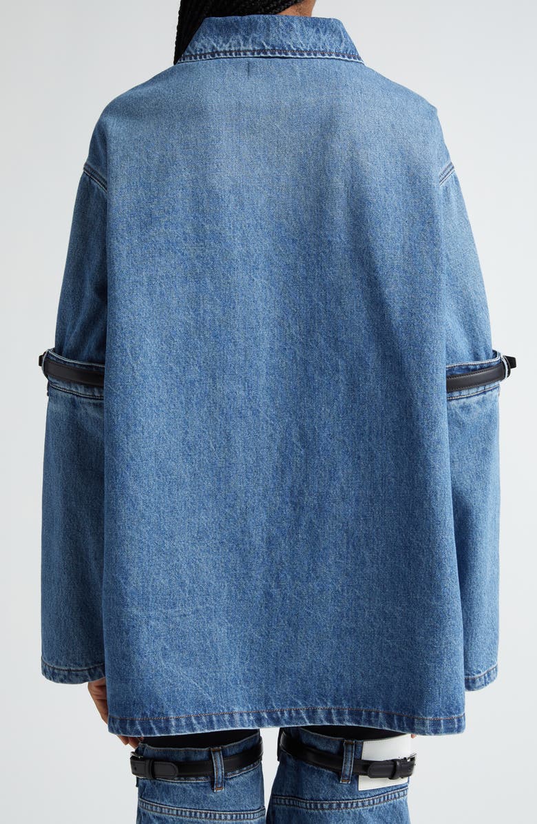 Coperni Belted Elbow Denim Jacket, Alternate, color, 