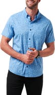 TravisMathew Canopy Breeze Floral Short Sleeve Stretch Cotton Blend Button-Up Shirt