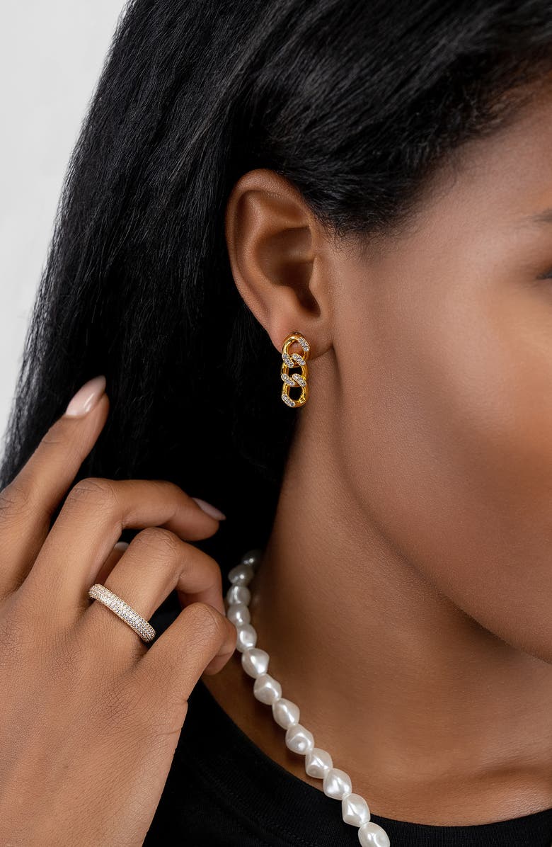 Adornia Crystal Curb Chain Drop Earrings, Alternate, color, Gold