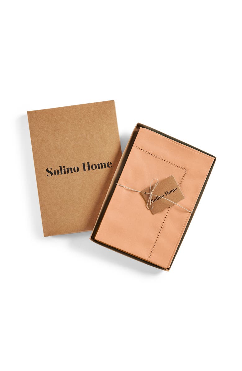 Solino Home Linen Dinner Napkins - Cotton Linen Hemstitch, 20" x 20", Alternate, color, Peach Bloom